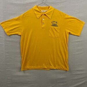 Tootsie Roll Vintage USA Made Whang Polo Shirt Mens Large Yellow Go For The Gold
